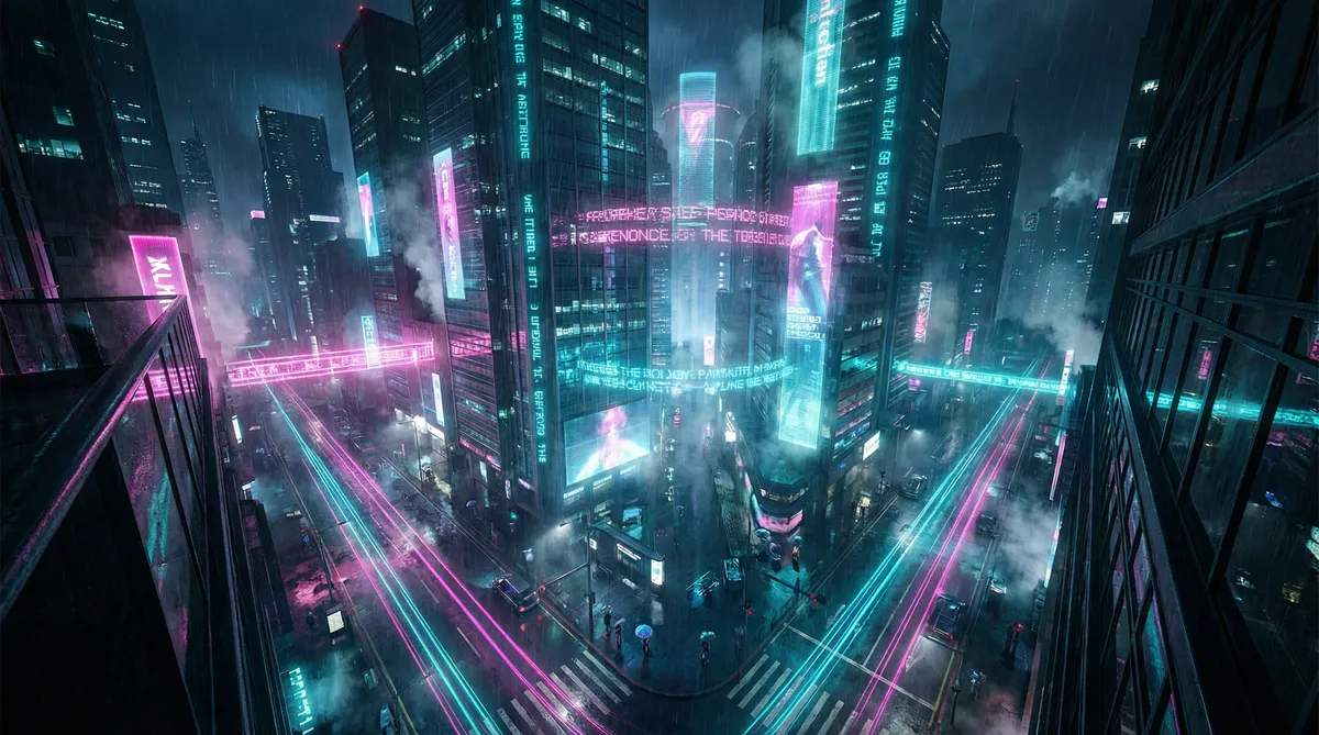尤爱 竖屏短剧平台首页背景 - 赛博朋克都市夜景